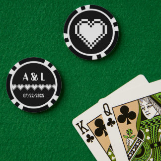 Our 8-Bit Hearts in Black Poker Chips