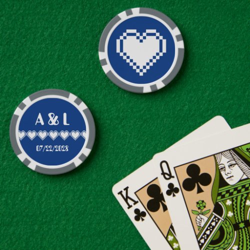 Our 8_Bit Hearts in Blue Poker Chips