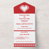 Our 8-bit Hearts in Cherry All In One Invitation (Inside)