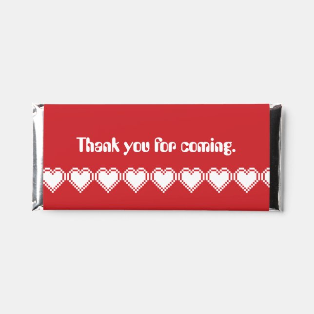 Our 8-Bit Hearts in Cherry Hershey Bar Favors (Front)