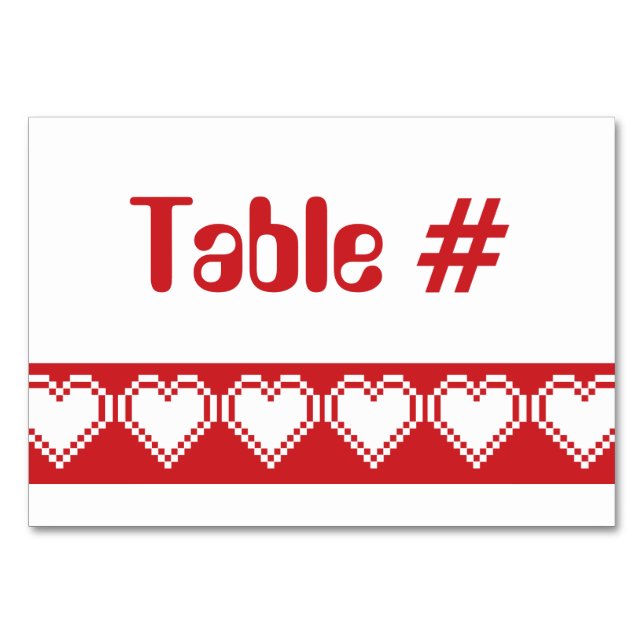 Our 8-Bit Hearts in Cherry Table Card (Front)