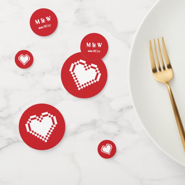 Our 8-Bit Hearts in Cherry Table Confetti (Group)