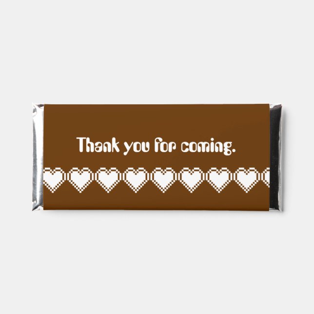 Our 8-Bit Hearts in Chocolate Hershey Bar Favors (Front)