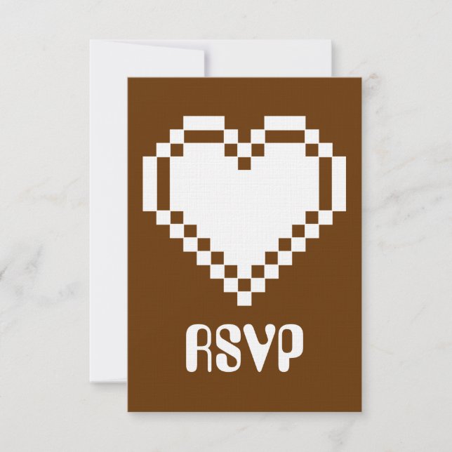 Our 8-Bit Hearts in Chocolate RSVP Card (Front)