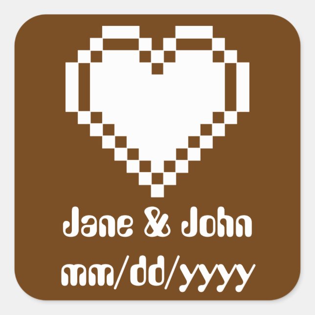 Our 8-Bit Hearts in Chocolate Sticker (Front)