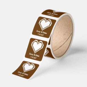 Our 8-Bit Hearts in Chocolate Wedding Square Sticker