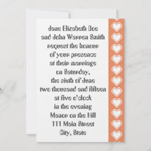 Our 8-Bit Hearts in Coral Wedding Invitation