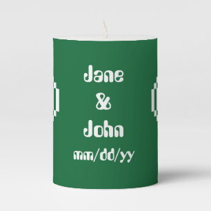Our 8-Bit Hearts in Green Pillar Candle