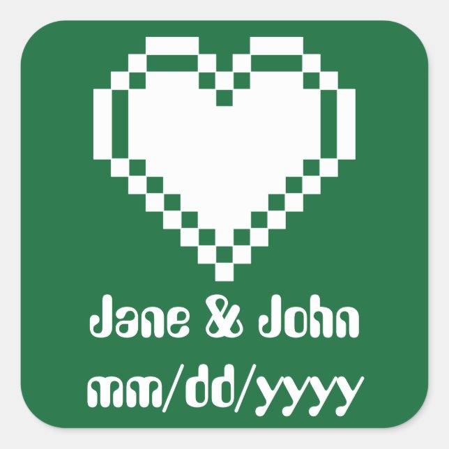 Our 8-Bit Hearts in Green Sticker (Front)
