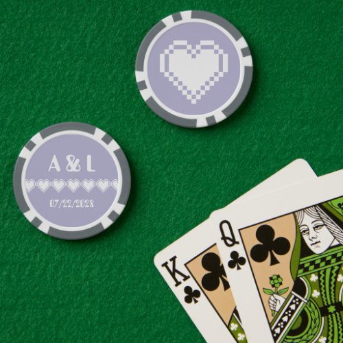 Our 8_Bit Hearts in Lavender Poker Chips