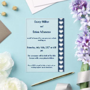 Our 8-Bit Hearts in Navy Acrylic Wedding Invitations