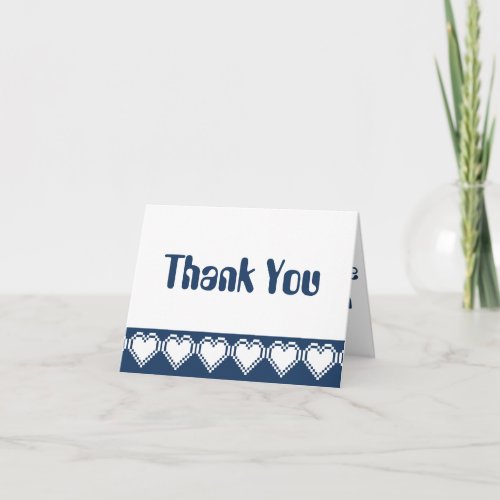 Our 8_Bit Hearts in Navy Thank You Card