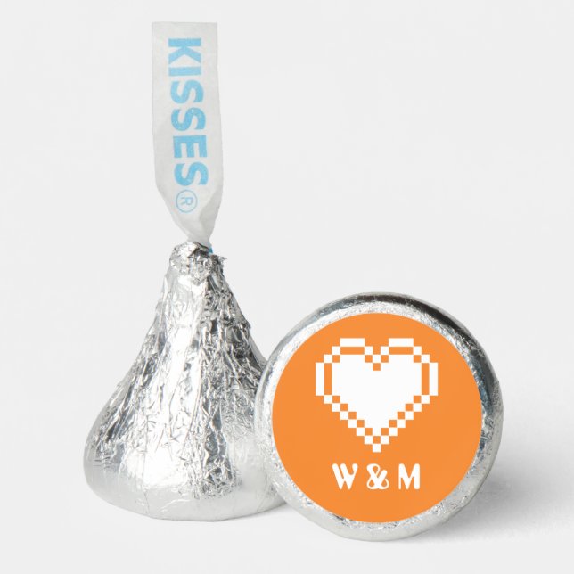 Our 8-Bit Hearts in Orange  Hershey®'s Kisses® (Front)