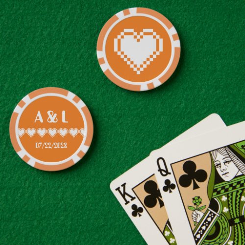 Our 8_Bit Hearts in Orange Poker Chips