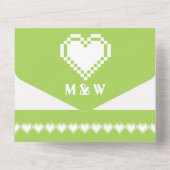 Our 8-bit Hearts in Peridot All In One Invitation (Back)