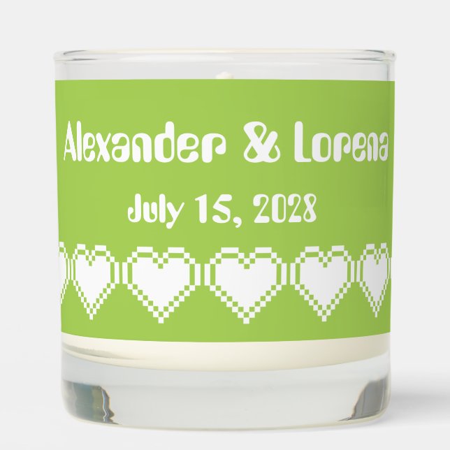 Our 8-Bit Hearts in Peridot Scented Candle (Front)