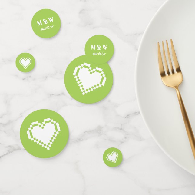 Our 8-Bit Hearts in Peridot Table Confetti (Group)