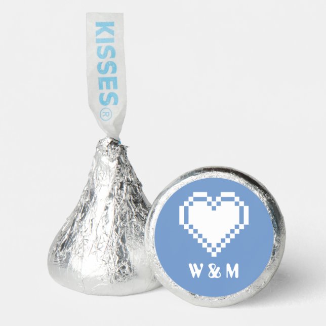Our 8-Bit Hearts in Periwinkle Hershey®'s Kisses® (Front)