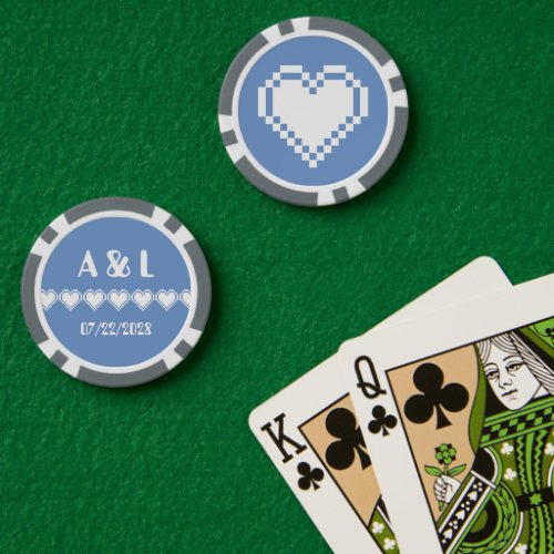 Our 8_Bit Hearts in Periwinkle Poker Chips