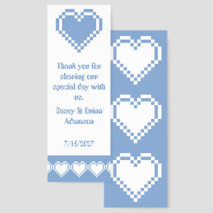 Our 8-Bit Hearts in Periwinkle Wedding Favor Bookmarks