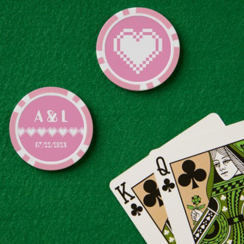Our 8_Bit Hearts in Petal Pink Poker Chips