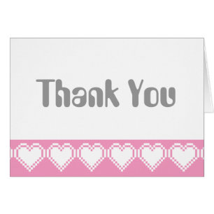 Our 8-Bit Hearts in Petal Pink Thank You Card