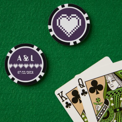 Our 8_Bit Hearts in Purple Poker Chips