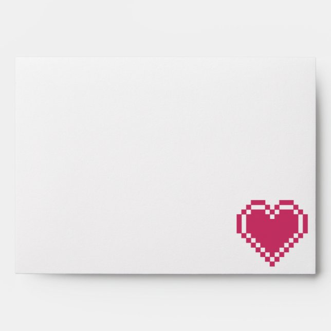 Our 8-Bit Hearts in Raspberry Envelopes (Front)
