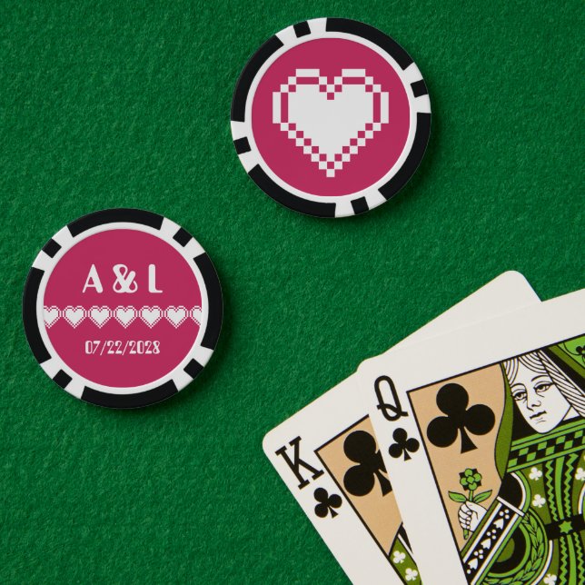 Our 8-Bit Hearts in Raspberry Poker Chips (Poker Table (Double))