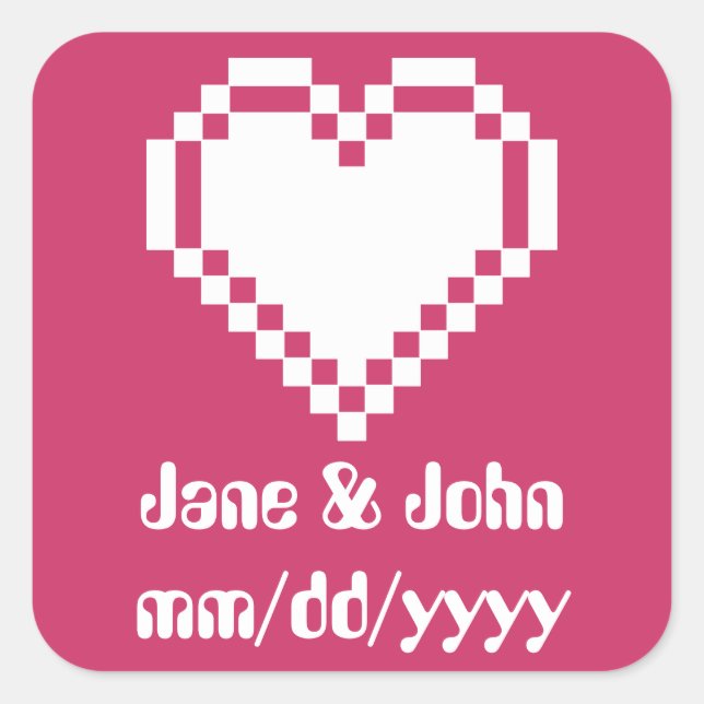 Our 8-Bit Hearts in Raspberry Sticker (Front)