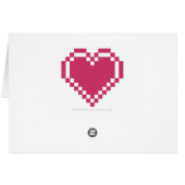 Our 8-Bit Hearts in Raspberry Thank You Card (Back Horizontal)