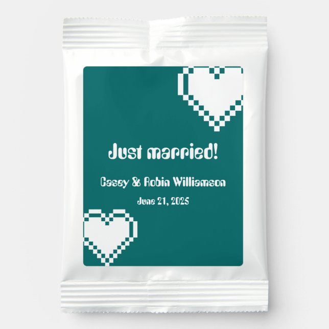 Our 8-Bit Hearts in Teal Drink Mix (Front)