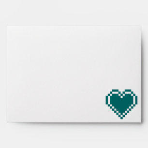 Our 8-Bit Hearts in Teal Envelopes