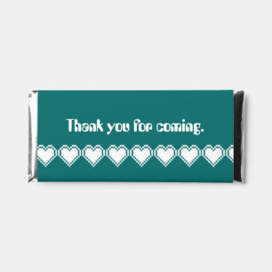 Our 8-Bit Hearts in Teal Hershey Bar Favors