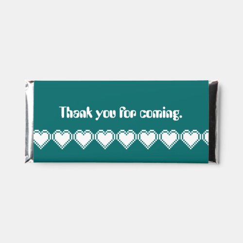 Our 8-Bit Hearts in Teal Hershey Bar Favors