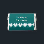 Our 8-Bit Hearts in Teal Hershey's Miniatures<br><div class="desc">Give your guests a tasty treat to take home at your retro gaming-themed wedding or special event with these Hershey’s miniatures, featuring a pattern of white, pixelated hearts, hearkening back to 8-bit video games, below sample text on a rich teal background on the top of the wrapper. The bottom features...</div>