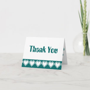 Our 8-Bit Hearts in Teal Thank You Card