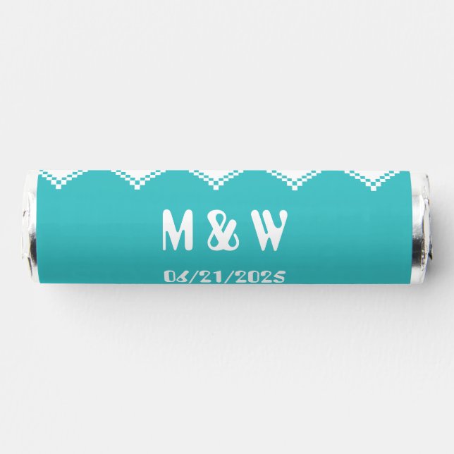 Our 8-Bit Hearts in Turquoise Breath Savers® Mints (Front)