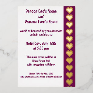 Our 8-Bit Hearts in Wine Foil Invitation