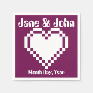 Our 8-Bit Hearts in Wine Napkins