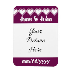 Our 8-Bit Hearts in Wine Save-the-Date Magnet