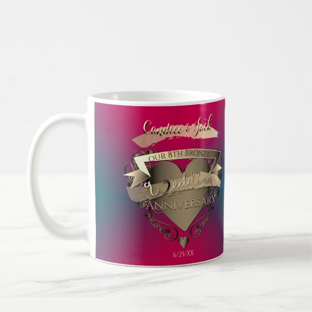 "Our 8th Bronze Wedding Anniversary" Tourmaline Co Coffee Mug (Left)