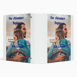 Our adventure begins add couple photo love &thanks 3 ring binder