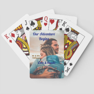 Our adventure begins add couple photo love &thanks poker cards