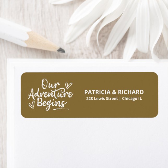 Our Adventure Begins Bold Script Return Address Label (Insitu)