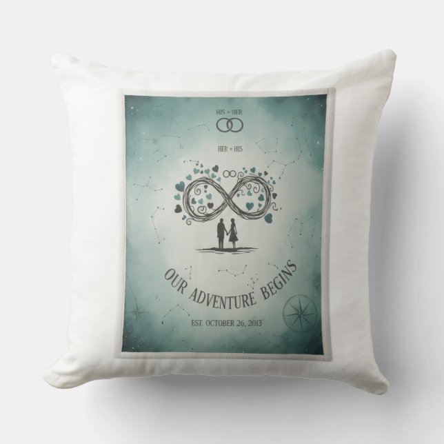 Our Adventure Begins Celestial Infinity Couple Cus Throw Pillow (Front)