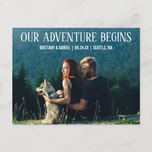 Our Adventure Begins Engagement Photo Postcard WT