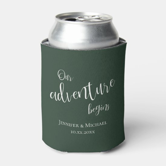 Our adventure begins evergreen any color wedding can cooler