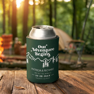 Our Adventure Begins Forest Green Save the Date Can Cooler