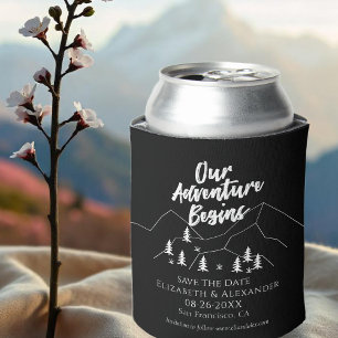 Our Adventure Begins Forest Wedding Save The Date Can Cooler